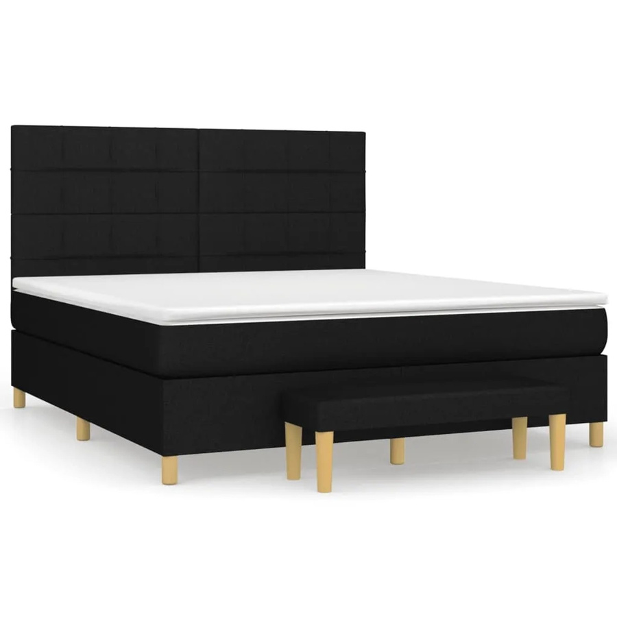 vidaXL Boxspringbett Hybrid mit Matratze und Kopfteil, Schwarz, B: 180 cm, T: 200 cm, H: 203 cm - Bild 2