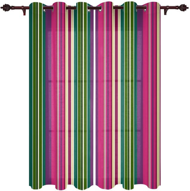 Super Six Moderne Fenster Vorhänge mit Gradienten-Streifen Design, halbtransparent, Mehrfarbig, Breite: 135 cm, Höhe: 92 cm - Bild 1