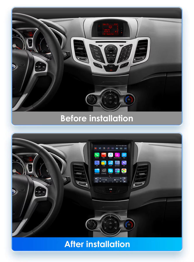 OSSURET Android Car Radio für Ford Fiesta 2009-2017 mit 9,7 Zoll Display, Multimedia Stereo mit Wireless CarPlay, 4G, WIFI und GPS, Schwarz - Bild 2