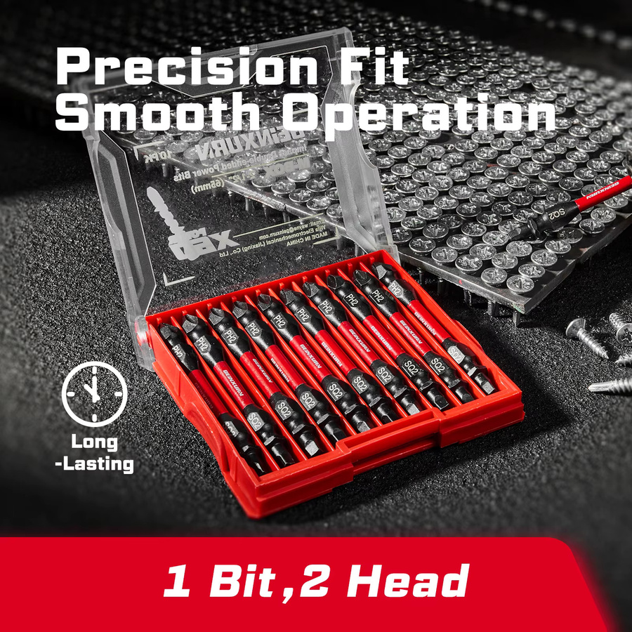 Geinxurn Impact Doppelend-Schraubendreher-Bit-Set aus S2-Stahl, PH2/SQ2, magnetisch, 2-seitig - Bild 4