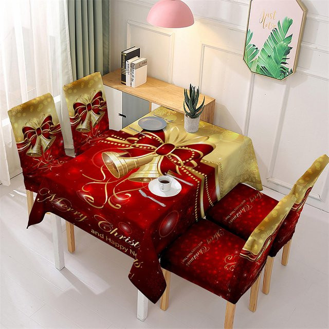 WANERQU Weihnachten Tischdecke aus Leinen, wasserabweisend, rechteckig, rot - Bild 1