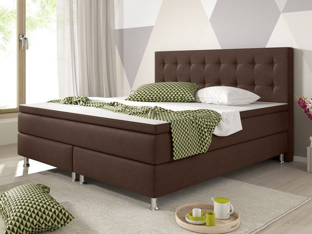 Inter Trading Boxspringbett Köln in Braun mit Webstoff, B/T: 180 x 200 cm - Bild 2