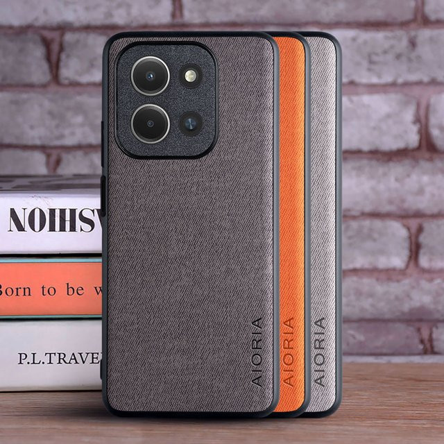 Coqua Handyhülle aus weichem TPU mit Textil-Leder-Design für Realme C85 und Realme C75 4G 5G in Rot und Grau - Bild 1
