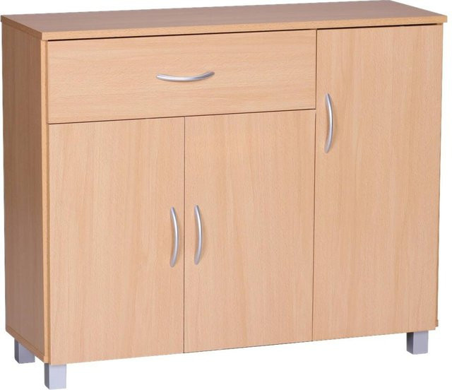 Wohnling Sideboard Buche Nachbildung Silber, B/H/T: 90 x 75 x 30 cm - Bild 1