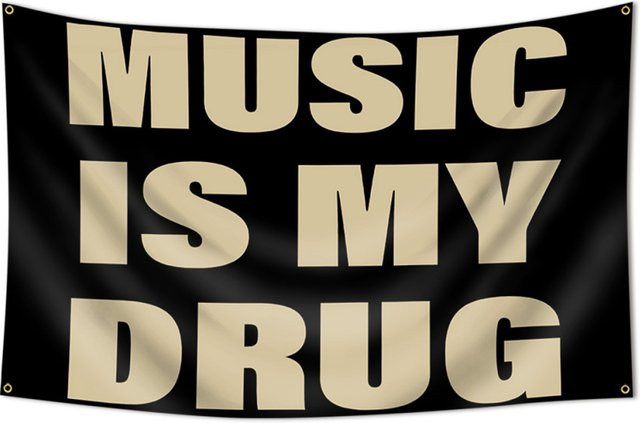 VIKAMA Music Faith Golden Slogan Wandteppich in Gold und Schwarz als moderne Textil-Wanddekoration - Bild 1