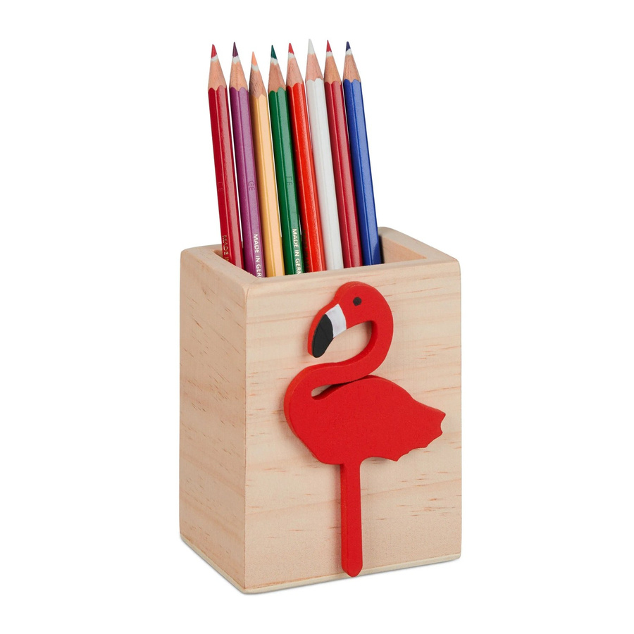 Relaxdays Stiftehalter aus Kiefernholz in Rot und Braun, B/T/H: 10 x 8 x 6 cm - Bild 2