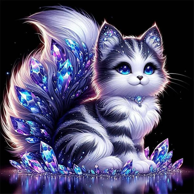 EverShine 5D Diamant Malerei Hund und Katze DIY Mosaik Set mit runden Bohrern, B/H: 20 x 20 cm - Bild 1