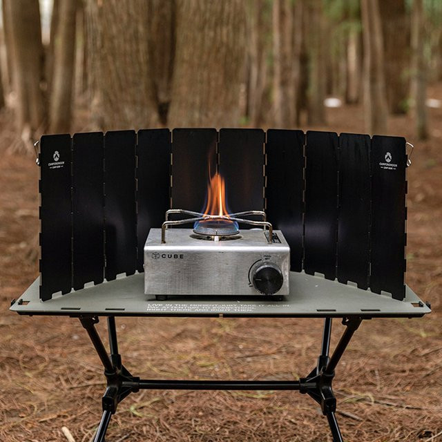 CAMPINGMOON Tragbarer Gaskocher-Windschutz BKYD-10 in Schwarz für Outdoor und Picknick - Bild 1