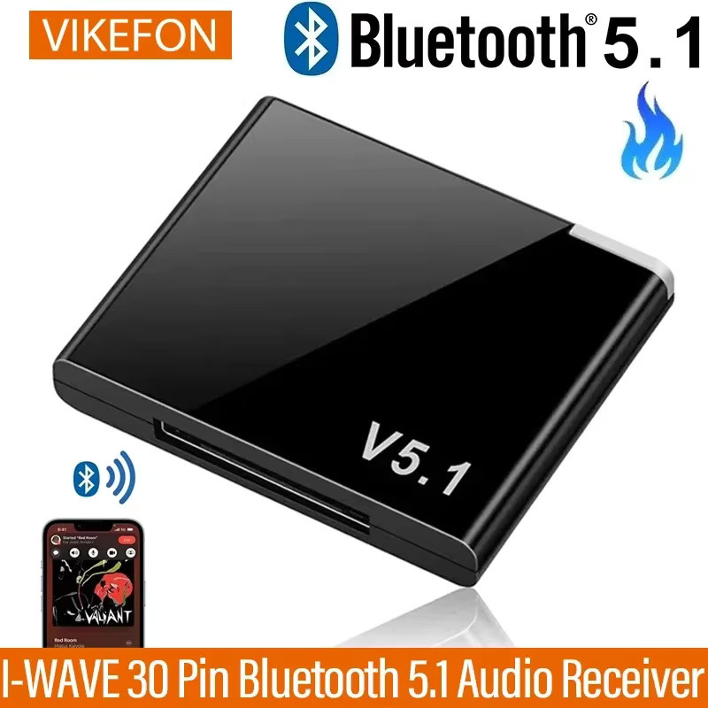 VIKEFON I-WAVE Bluetooth 5.1 Audioempfänger mit 30-Pin-Anschluss für iPhone und iPod, Mini Wireless Musik-Adapter in Schwarz - Bild 3