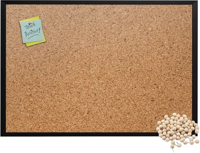 Tulup Korktafel mit schwarzem Rahmen in Schwarz und Braun, B/H: 100 x 70 cm - Bild 1