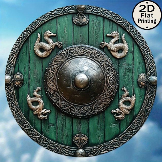 Potdemiel Vintage Drachenschild aus Metall, rundes Wandschild in Multicolor, Durchmesser: 20,32 cm - Bild 1