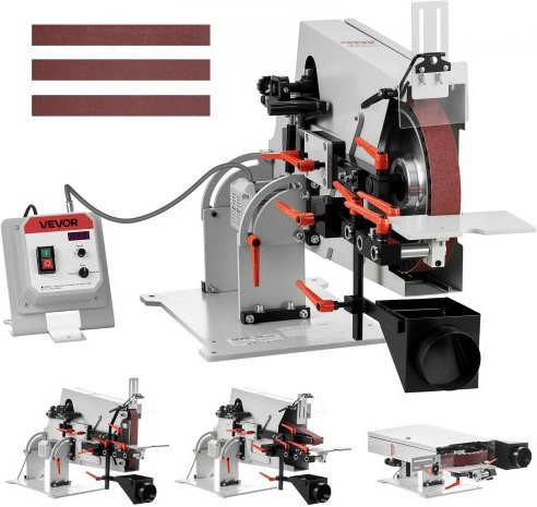 VEVOR Bandschleifmaschine 1500W mit VFD, verstellbarer Bandpolierer in Silber für Metallbearbeitung, inklusive 3 Schleifbändern (Breite: 51 mm) - Bild 1