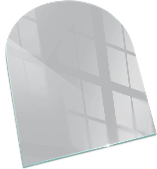 Tulup Funkenschutzplatte aus Glas für Kamin und Öfen, Halbkreis, Grau, B: 80 cm, H: 70 cm - Bild 1