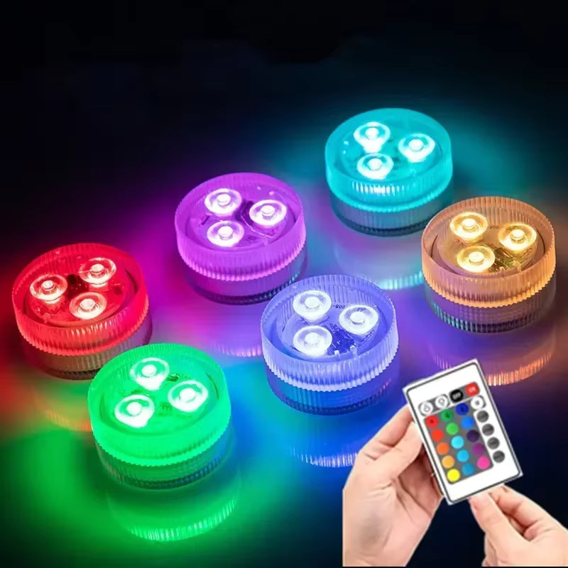 KDULIT RGB Unterwasser-LED-Licht mit Fernbedienung, buntes Schwimmbad-Dekorationslicht für Garten und Pool, wasserdicht und batteriebetrieben - Bild 2