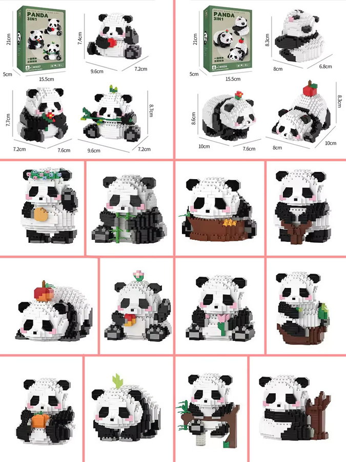 HUATEC Panda 3D Mini Modell Kit aus Micro Bausteinen, Kreatives DIY Tier-Spielzeug für Kinder ab 6 Jahren, Weiß - Bild 4