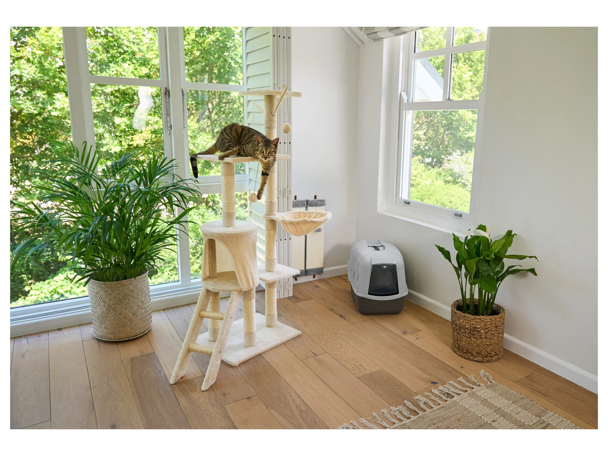 ZOOFARI Kratzbaum für Katzen in Braun mit Höhle und integriertem Spielzeug aus Holz und Sisal, H x B x T: 139 x 84 x 42 cm - Bild 2