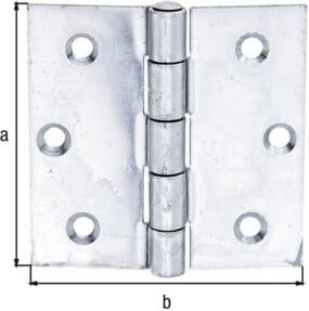 GAH Alberts Türscharnier mit losem Edelstahlstift, quadratisch, Edelstahl matt, B: 7,6 cm x H: 7,6 cm - Bild 1