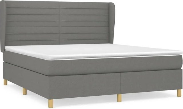 vidaXL Boxspringbett Hybrid mit Matratze und Kopfteil, Dunkelgrau, B/T/H: 160 x 200 x 118 cm - Bild 1