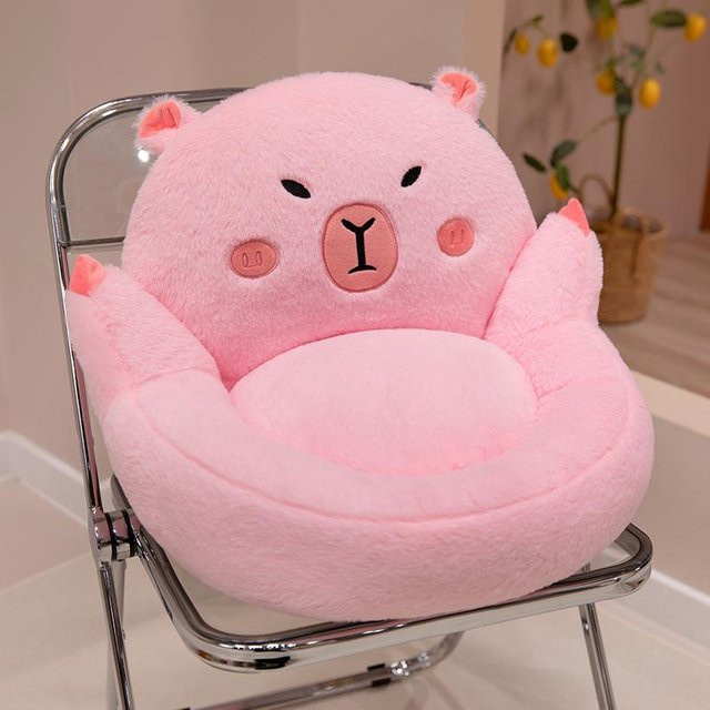 Niedliches Capybara Plüschkissen in Weiß, weiches Stofftier als Kuscheltier und Lendenstütze für Sofa und Stuhl - Bild 1