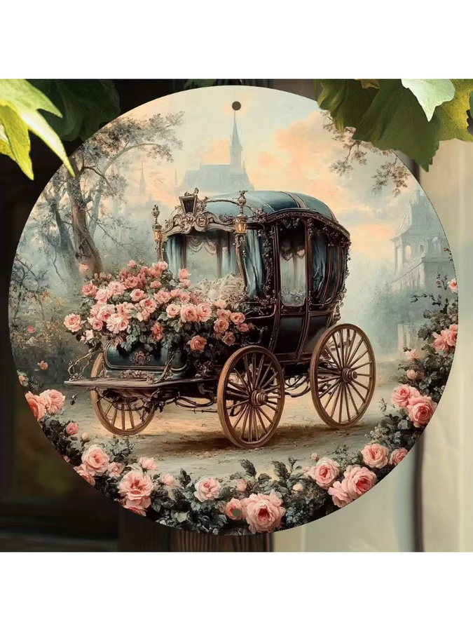 HELLOYOUNG Vintage Wandkunst mit floralem Rosen-Design, runde Wanddekoration in Multicolour, Durchmesser: 20 cm - Bild 4