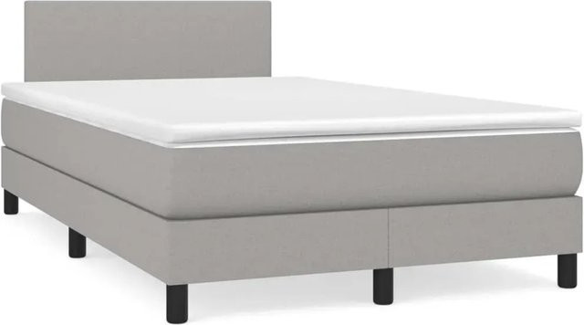 vidaXL Boxspringbett mit Matratze Hybrid-Design in Hellgrau, B/T/H: 120 x 200 cm - Bild 1