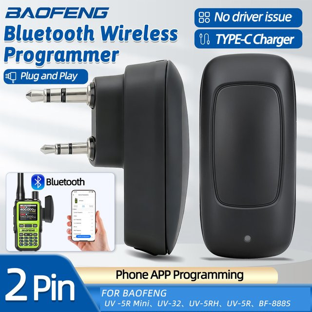 Baofeng Bluetooth-Programmiergerät für Walkie-Talkies in Schwarz zur App-Steuerung für BF-888S, UV-5R und UV-5R MINI - Bild 1