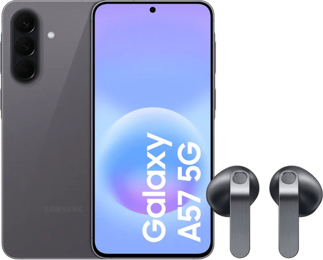 Samsung Galaxy A57 5G Smartphone 256GB Grau und Samsung Galaxy Buds4 Schwarz im Set - Bild 1