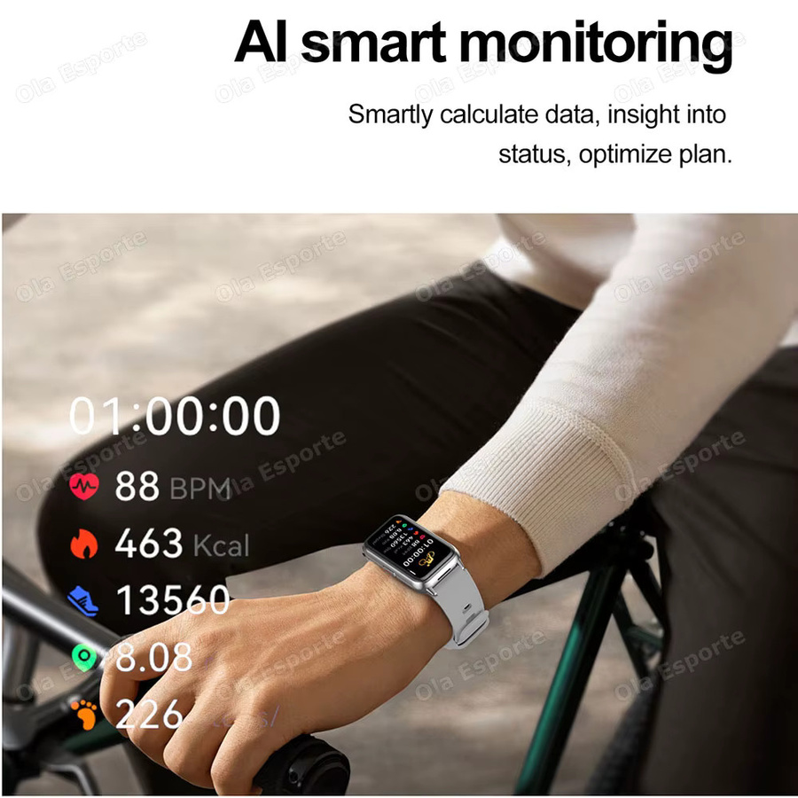 Ola Esporte Smartwatch HW12 für Damen mit Herzfrequenz-, Blutdruck- und SpO2-Messung, Schlafmonitoring, Bluetooth-Anruffunktion und Wasserdichtigkeit - Bild 4