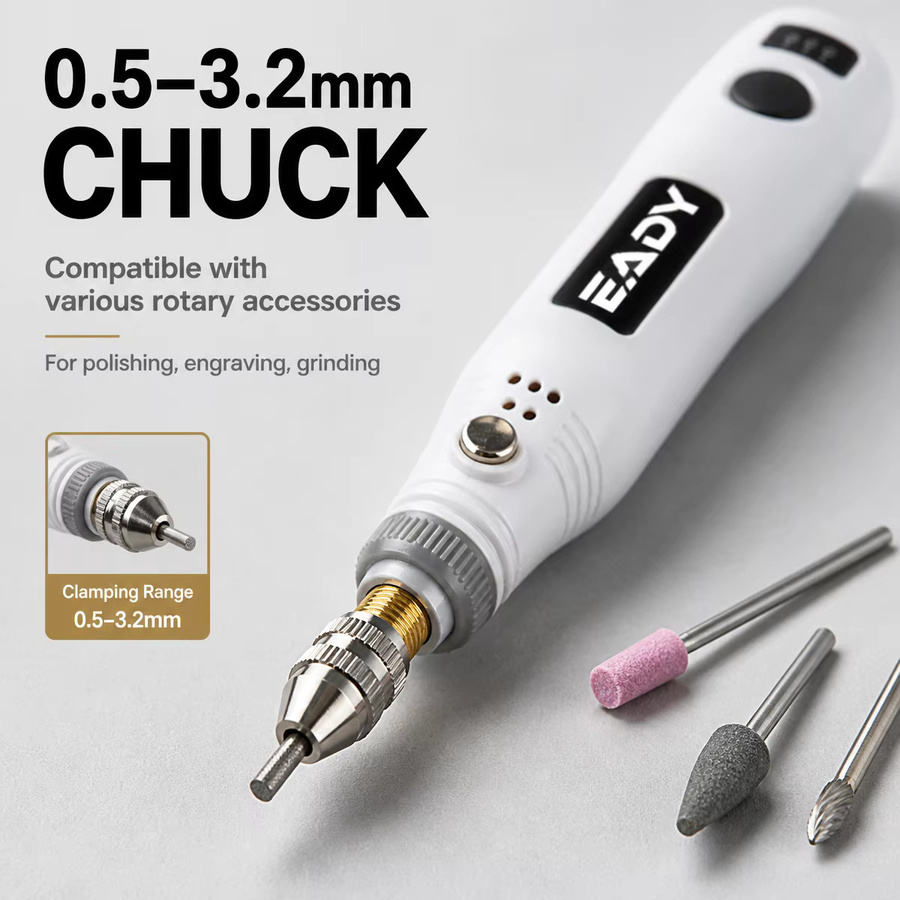 EADY USB Mini-Handbohrmaschine als multifunktionales Rotationswerkzeug in Weiß mit wiederaufladbarem Akku für DIY-Projekte, Harzhandwerk und Acrylgravur - Bild 4