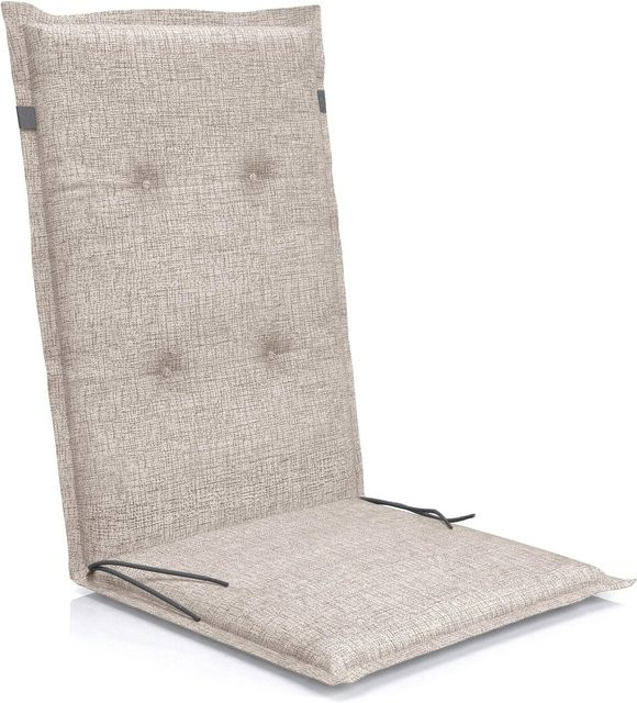 Petsation Florence Hochlehner Gartenstuhlauflage in Beige mit Schaumstofffüllung und Befestigungskordeln - Bild 1