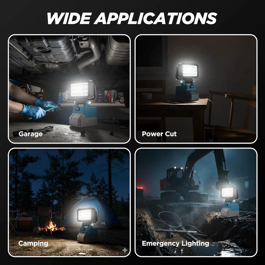 Makita Akku LED-Arbeitsleuchte mit USB-Anschluss, Schwarz, Kabelloses Flutlicht für Profis und Outdoor-Einsätze - Bild 4