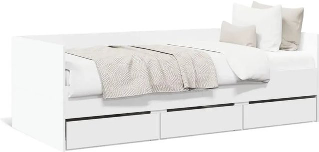 vidaXL Tagesbett mit Schubladen in Weiß ohne Matratze, B/T/H: 75 x 190 cm - Bild 1