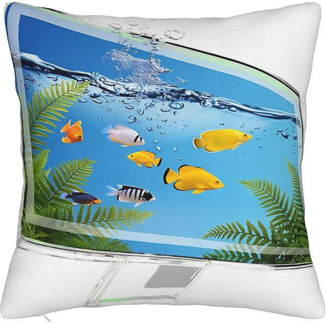 Dekorativer Frutiger Aero Kissenbezug von JMG Clothing aus Polyester in Blau, B/H: 40 x 40 cm - Bild 1