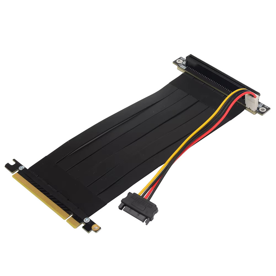 ADT-Link R33SL-PW PCIe-Riser-Kabel X16 auf 16X mit SATA-Stromversorgung für GPU-Grafikkartenverlängerung in Schwarz - Bild 2