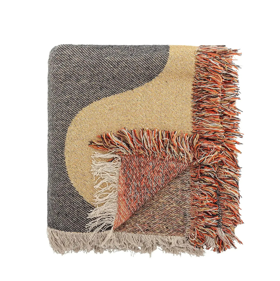Bloomingville Plaid Arni aus recycelter Baumwolle in Braun, gestreift, B/T: 130 x 160 cm - Bild 1