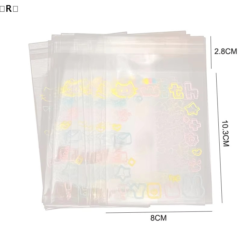 itariaR Sigur 100 Stück selbstklebende transparente OPP-Beutel mit Cartoon-Graffiti-Kätzchen für Lebensmittel und Geschenke - Bild 5