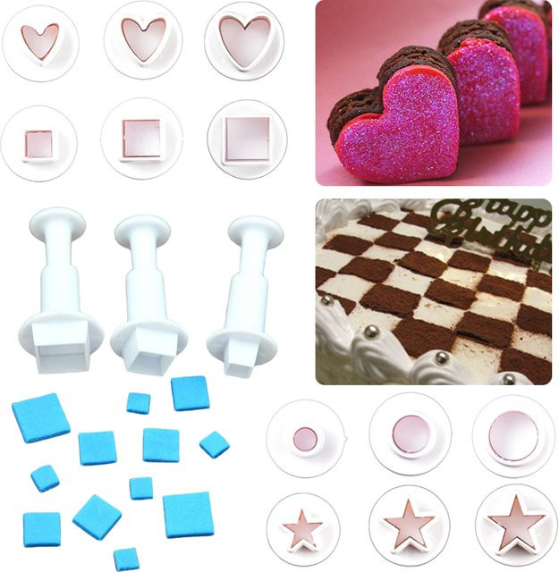 12er Set Cookie Cutter aus Kunststoff in Weiß mit geometrischen Formen wie Herz, Quadrat, Pentagramm und Kreis für deine Küche - Bild 1