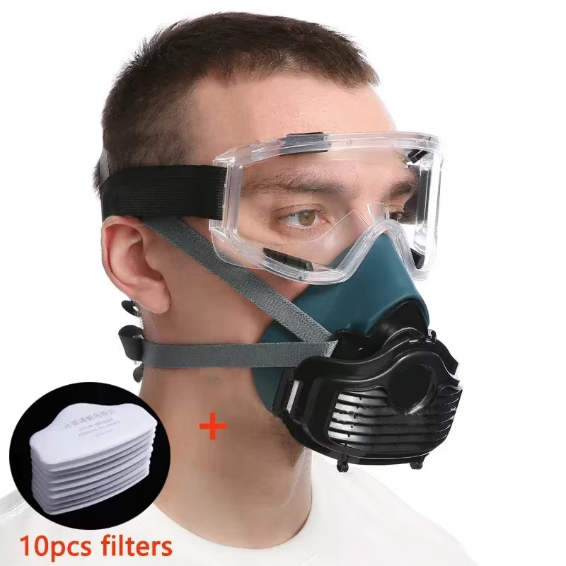 Staubdichte Silikon-Halbmaske in Blau mit Filter für Lackierarbeiten und Heimwerkerprojekte - Bild 4