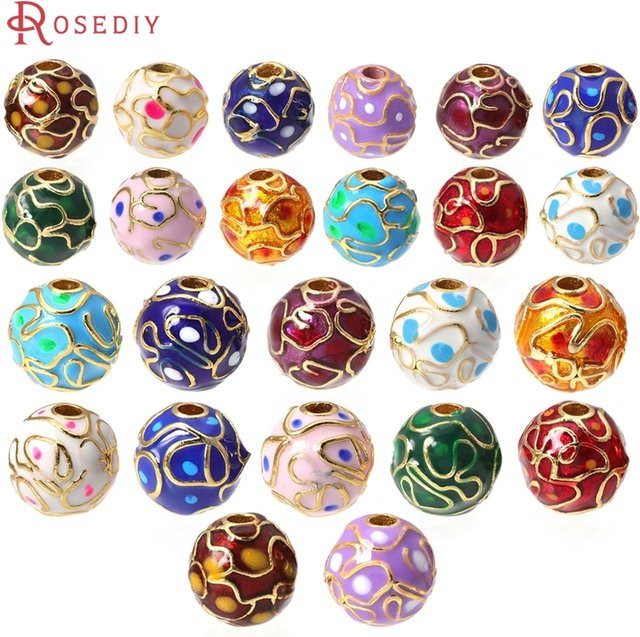 Rosediy Spacer Perlen, Matt Gold Farbe Messing, 8mm 10mm, Armbänder, Halskette, Ohrringe - Bild 1