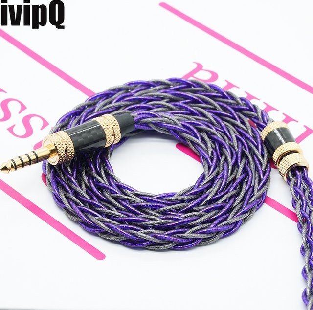 IvipQ-335 In-Ear-Monitor-Kabel als hochwertiges Mehrkern-Kopfhörer-Upgrade-Kabel in Lila mit 3,5 mm Klinke für MMCX, 2pin oder IE900 - Bild 1
