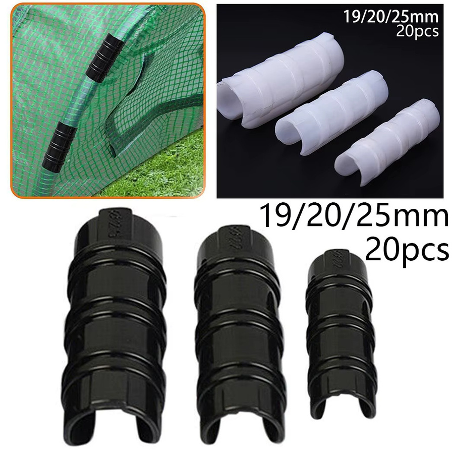 20er Set Gewächshaus Film Clips zur Befestigung von Folien und Netzen für Rohrrahmen, Schwarz, Durchmesser: 19 mm, 20 mm und 25 mm - Bild 1