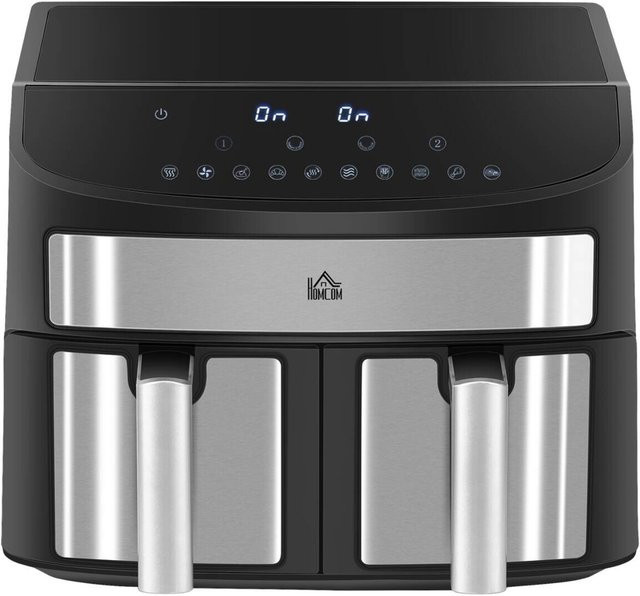 HOMCOM Heißluftfritteuse Dual Zone in Schwarz mit 8 l Fassungsvermögen, B/H/T: 36,3 x 38,8 x 31,1 cm - Bild 1