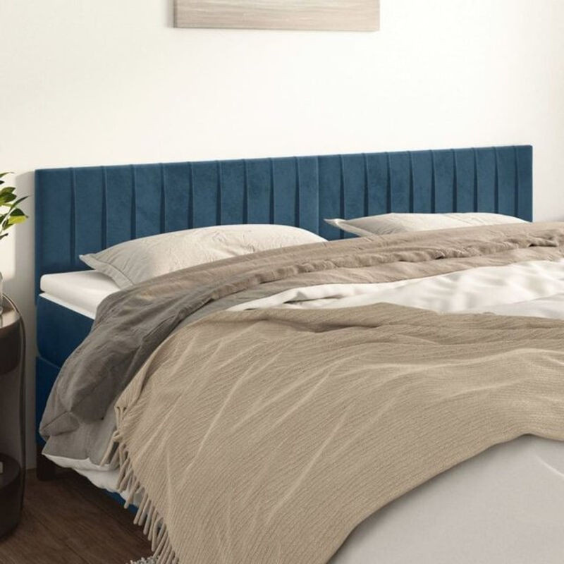 Vidaxl Kopfteile 2er Set aus Samt in Dunkelblau, Modern und Klassisch, B: 100 cm, H: 78-88 cm, T: 5 cm - Bild 1