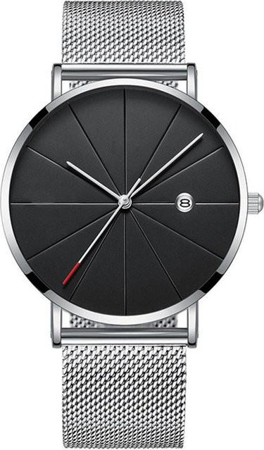 Armbanduhr Quarz, Edelstahl, Schwarz, Datum, Herren - Bild 1