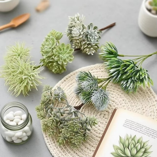 Yusheng Künstliche Pflanzen in Grün für Heimdekoration, Garten und Hochzeiten im 2er oder 4er Set - Bild 1