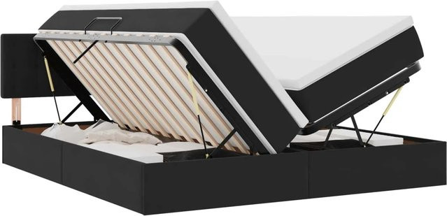 vidaXL Aufbewahrungsbett mit Matratze in Schwarz aus Metall und Kunstleder, B/T/H: 100 x 200 x 203 cm - Bild 1
