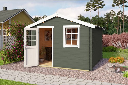 Lasita Gartenhaus Wels in Grüngrau mit Außenmaßen B: 339,8 cm, H: 245,1 cm, T: 320 cm - Bild 1