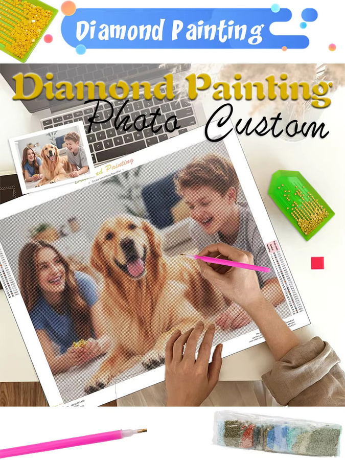 GATYZTORY 5D Diamantmosaik Set für dein individuelles Haustierporträt als runde Stickerei zur Heimdekoration - Bild 3