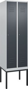 C+P Spind Classic PLUS Garderobenschrank mit 2 Abteilen, Stahlkonstruktion, Zylinderschloss und 3 Garderobenhaken, H x B x T: 212 x 60 x 50 cm - Bild 1