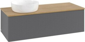 V&B Waschtischunterschrank Antao mit Frontstruktur in Anthrazit und Eiche Honig, B/T/H: 120 x 50 x 36 cm - Bild 1